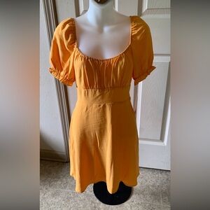 Yellow puff sleeve mini dress